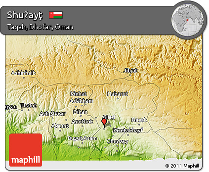Physical 3D Map of Shuḩayţ