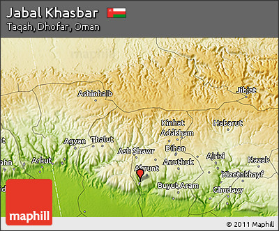 Physical 3D Map of Jabal Khasbar