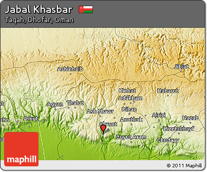 Physical 3D Map of Jabal Khasbar
