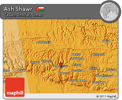 Political 3D Map of Ash Shawr