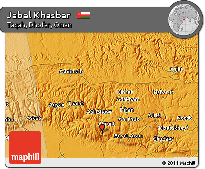 Political 3D Map of Jabal Khasbar
