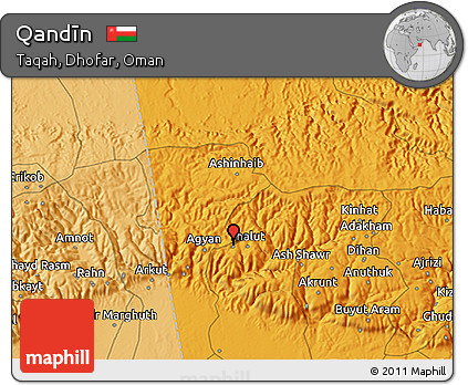 Political 3D Map of Qandīn