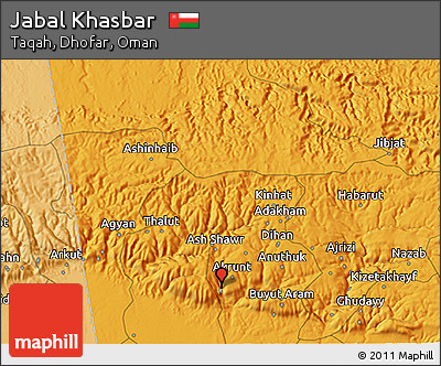 Political 3D Map of Jabal Khasbar