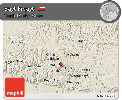 Shaded Relief 3D Map of Bayt Fiqayt