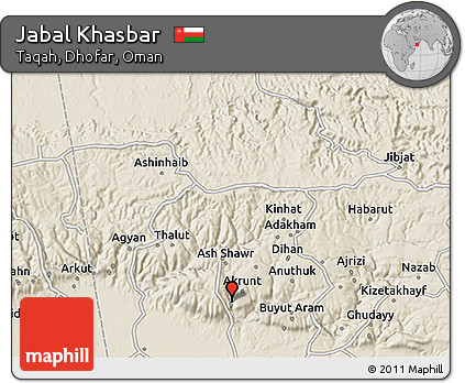 Shaded Relief 3D Map of Jabal Khasbar