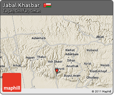 Shaded Relief 3D Map of Jabal Khasbar