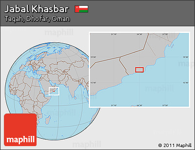Gray Location Map of Jabal Khasbar