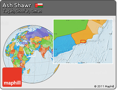Political Location Map of Ash Shawr