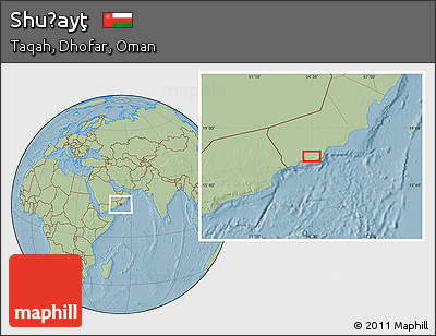 Savanna Style Location Map of Shuḩayţ, hill shading