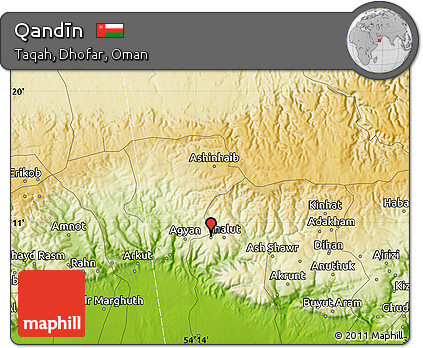 Physical Map of Qandīn