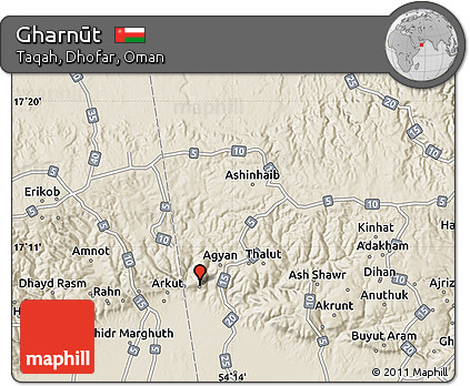 Shaded Relief Map of Gharnūt