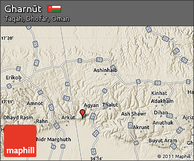 Shaded Relief Map of Gharnūt