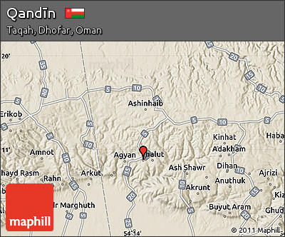 Shaded Relief Map of Qandīn