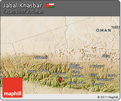 Satellite Panoramic Map of Jabal Khasbar
