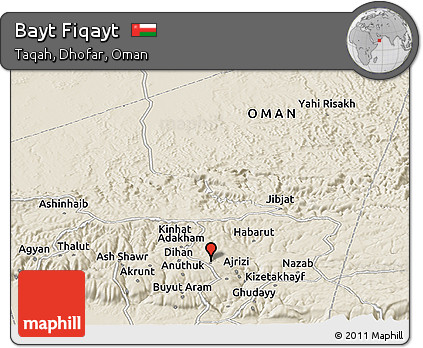 Shaded Relief Panoramic Map of Bayt Fiqayt