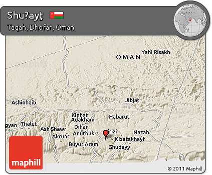 Shaded Relief Panoramic Map of Shuḩayţ