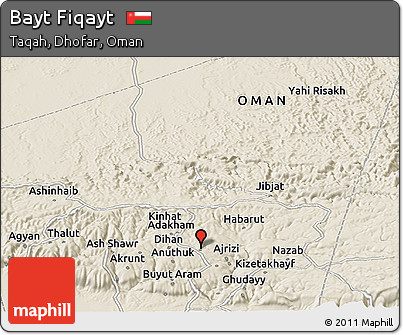 Shaded Relief Panoramic Map of Bayt Fiqayt