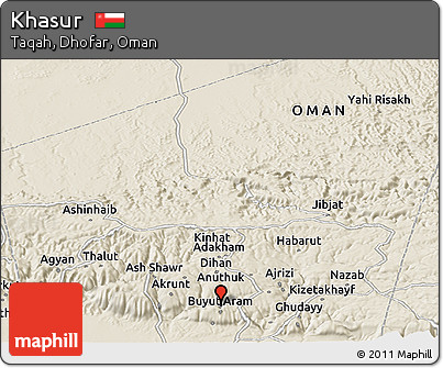 Shaded Relief Panoramic Map of Khasur