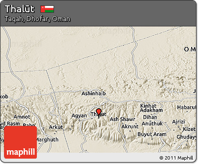 Shaded Relief Panoramic Map of Thalūt