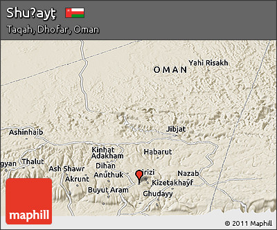 Shaded Relief Panoramic Map of Shuḩayţ