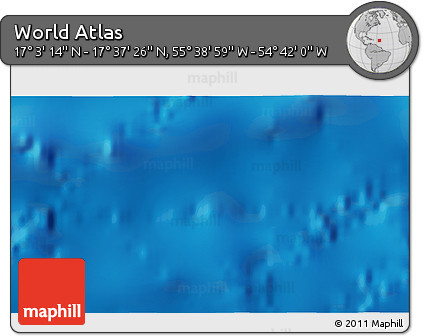 Physical 3D Map of the Area around 17° 20' 20" N, 55° 10' 29" W