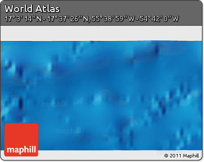 Physical 3D Map of the Area around 17° 20' 20" N, 55° 10' 29" W