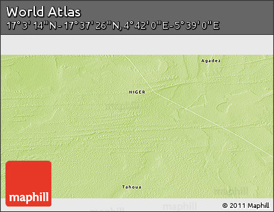 Physical 3D Map of the Area around 17° 20' 20" N, 5° 10' 30" E