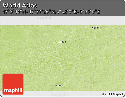 Physical 3D Map of the Area around 17° 20' 20" N, 5° 10' 30" E