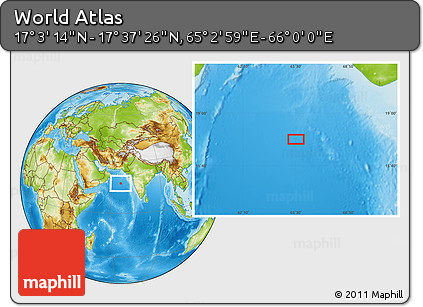 Physical Location Map of the Area around 17° 20' 20" N, 65° 31' 30" E