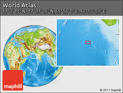 Physical Location Map of the Area around 17° 20' 20" N, 66° 22' 30" E