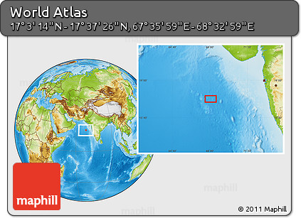 Physical Location Map of the Area around 17° 20' 20" N, 68° 4' 29" E