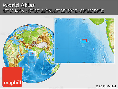 Physical Location Map of the Area around 17° 20' 20" N, 68° 4' 29" E