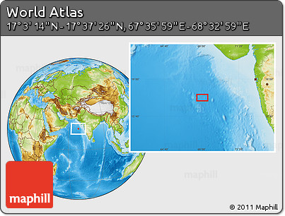 Physical Location Map of the Area around 17° 20' 20" N, 68° 4' 29" E