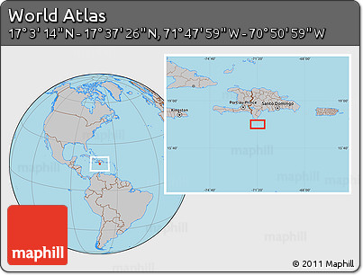 Gray Location Map of the Area around 17° 20' 20" N, 71° 19' 29" W