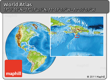 Physical Location Map of the Area around 17° 20' 20" N, 71° 19' 29" W