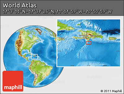 Physical Location Map of the Area around 17° 20' 20" N, 71° 19' 29" W
