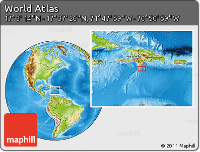 Physical Location Map of the Area around 17° 20' 20" N, 71° 19' 29" W