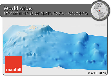 Shaded Relief Panoramic Map of the Area around 17° 20' 20" N, 71° 19' 29" W