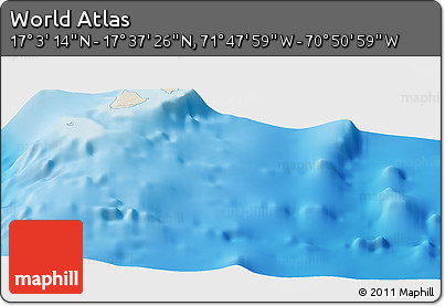 Shaded Relief Panoramic Map of the Area around 17° 20' 20" N, 71° 19' 29" W