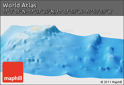 Shaded Relief Panoramic Map of the Area around 17° 20' 20" N, 71° 19' 29" W