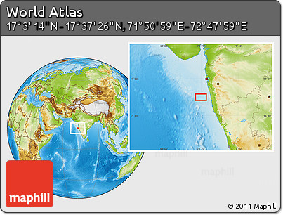 Physical Location Map of the Area around 17° 20' 20" N, 72° 19' 29" E