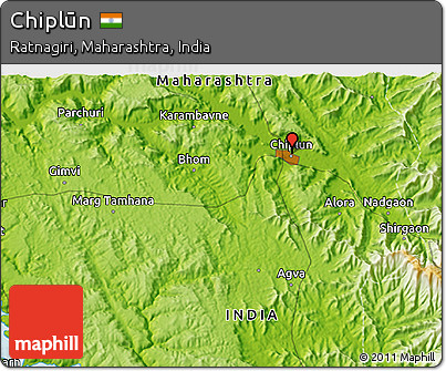 Physical 3D Map of Chiplūn