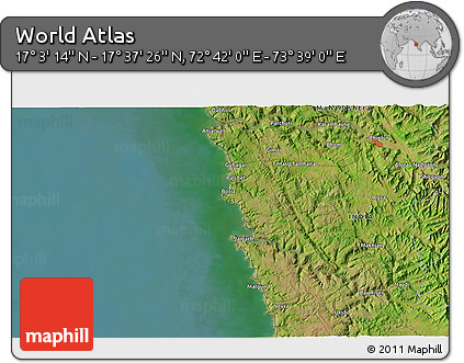 Satellite 3D Map of the Area around 17° 20' 20" N, 73° 10' 30" E