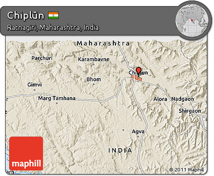 Shaded Relief 3D Map of Chiplūn
