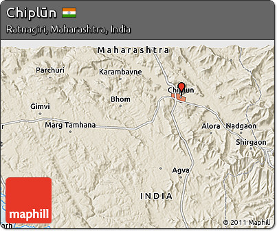 Shaded Relief 3D Map of Chiplūn