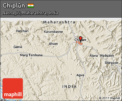Shaded Relief 3D Map of Chiplūn