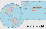 Gray Location Map of the area around 17° 20' 20" N, 73° 1' 30" W