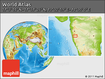 Physical Location Map of the Area around 17° 20' 20" N, 74° 1' 30" E