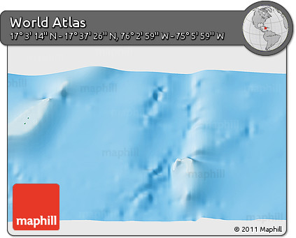 Physical 3D Map of the Area around 17° 20' 20" N, 75° 34' 29" W