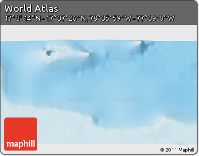 Physical 3D Map of the Area around 17° 20' 20" N, 78° 7' 30" W